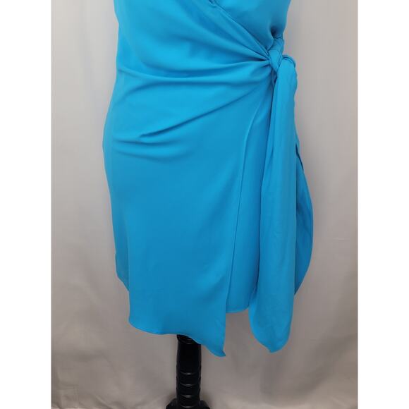 Amanda Uprichard New York NWOT Clara Wrap Dress Teal Safari Blue Size XS - Picture 3 of 8